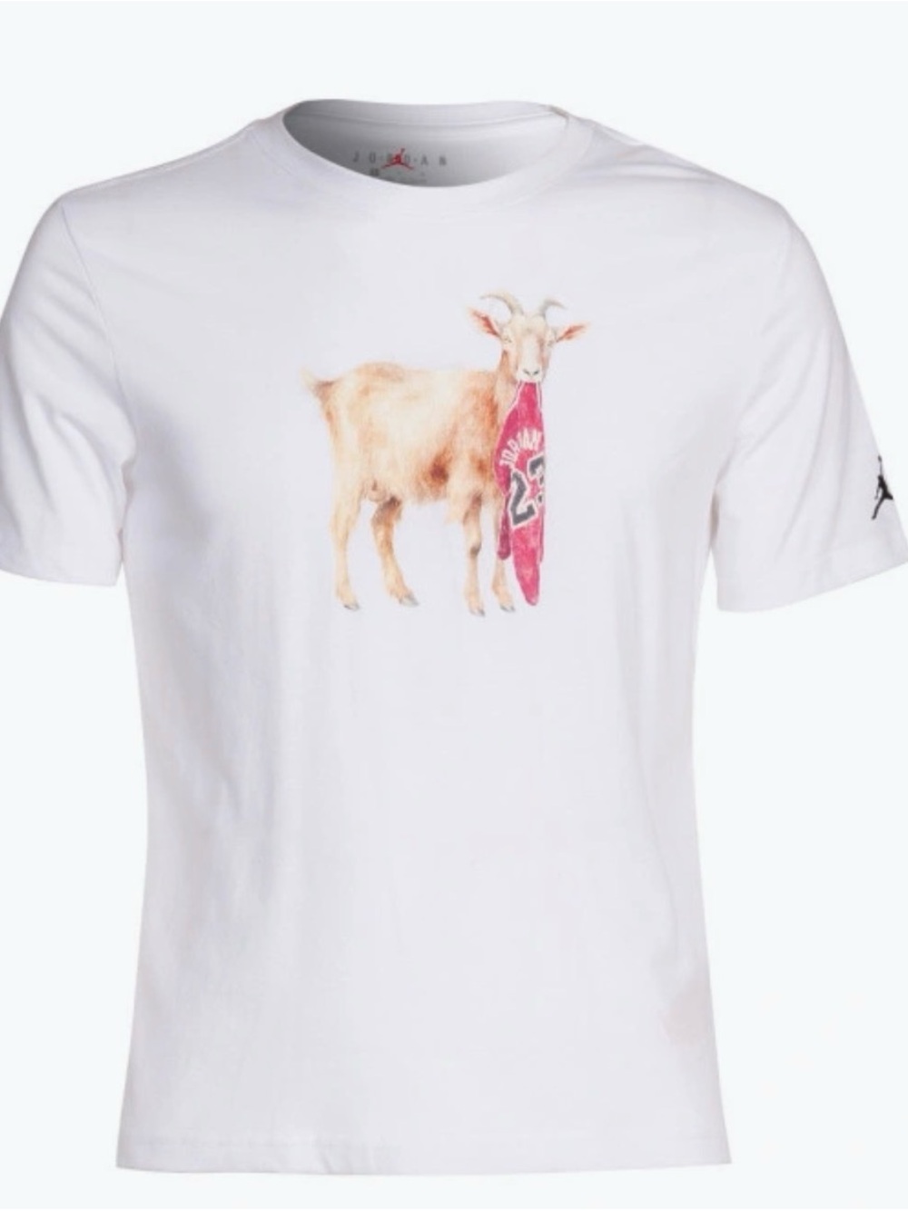 Jordan White Kids' Goat Graphic Tee with Red Accent